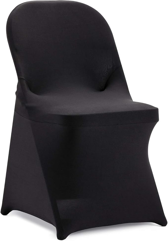 Peomeise Stretch Spandex Folding Chair Cover for Wedding Party Dining Banquet Event (Black,25pcs)