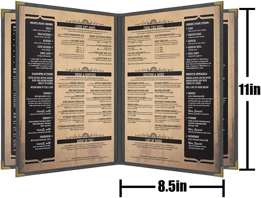 Goodsmart Pajco Style Restaurant Menu Covers – Pack of 10, Side-Loading Menu ...