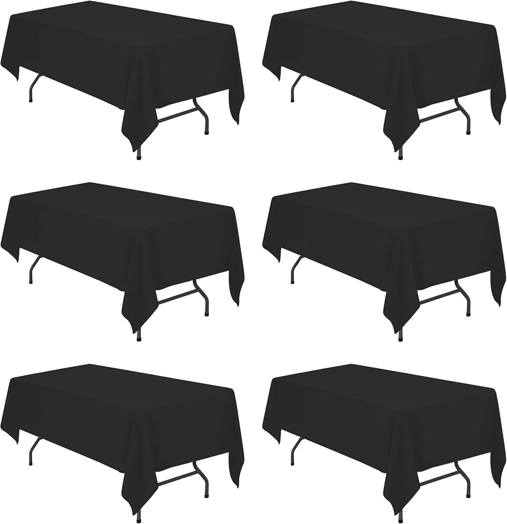 BRILLMAX 6 Pack Black Tablecloths 60x102 Inch for 6ft Rectangle Tables