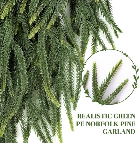 Alupssuc 2PCS 6FT Christmas Garland, Gradient Greenery Norfolk Pine Garland