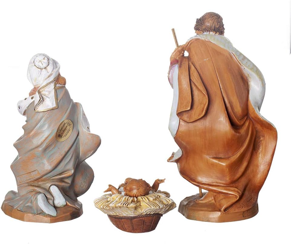 fontanini, nativity figure, 3 pc holy family set showing dimensions