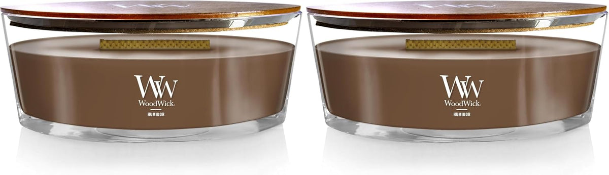 WoodWick Ellipse Scented Candle, Humidor, 16oz | Up to 50 Hours Burn Time (Pack of 2)