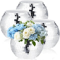 4 Pcs Disco Ball Vases,Plastic Disco Ball Centerpieces 6" X 6.7" Disco Ball Decor Silver Mirror Disco Ball Planter Can Be Used for Wedding Centerpieces,Birthday,Office