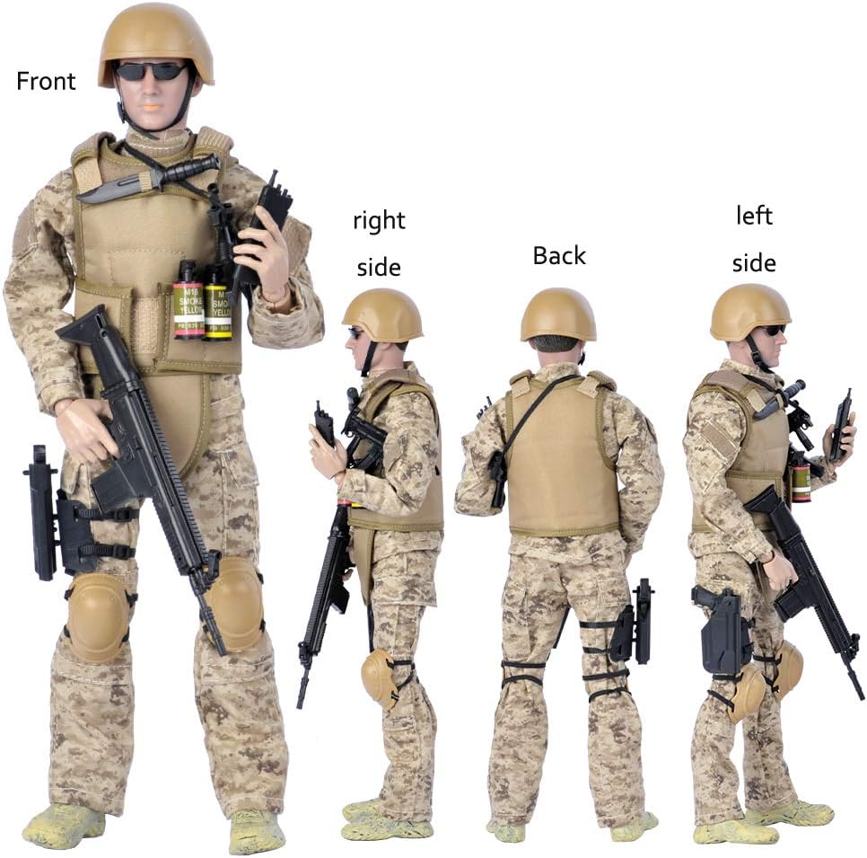 12'' american military soldiers special forces army man, close-up detail