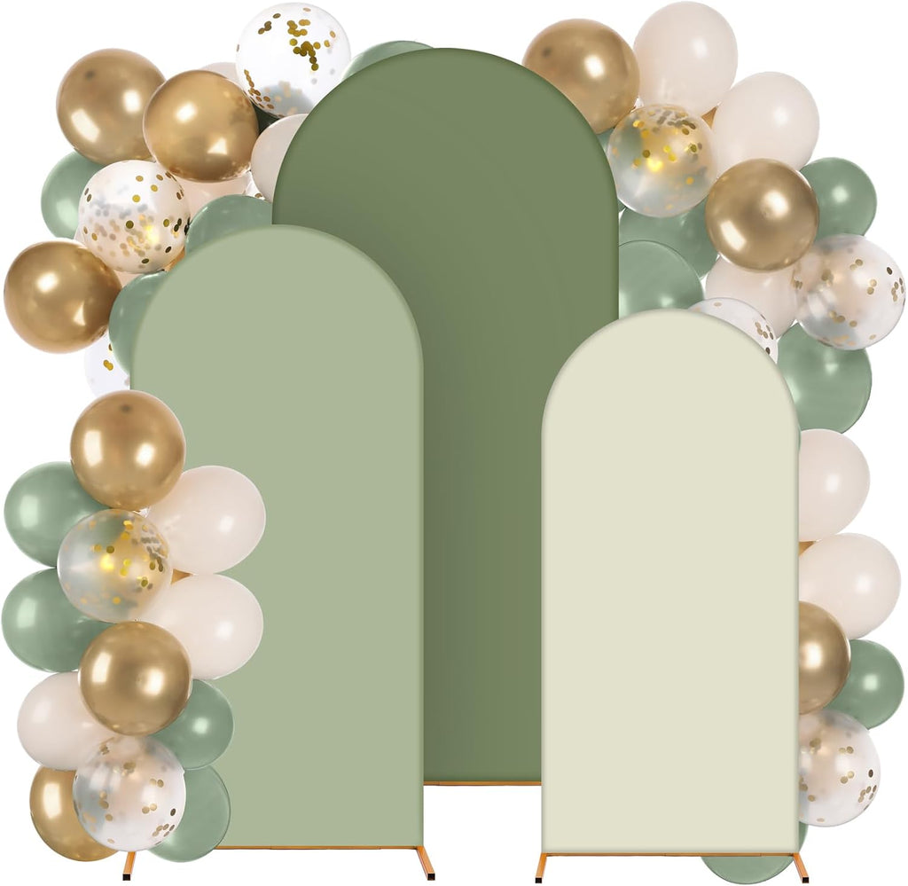 Foilswirl 34 Pcs Sage Green Arch Cover and Balloons Sage Green Backdrop