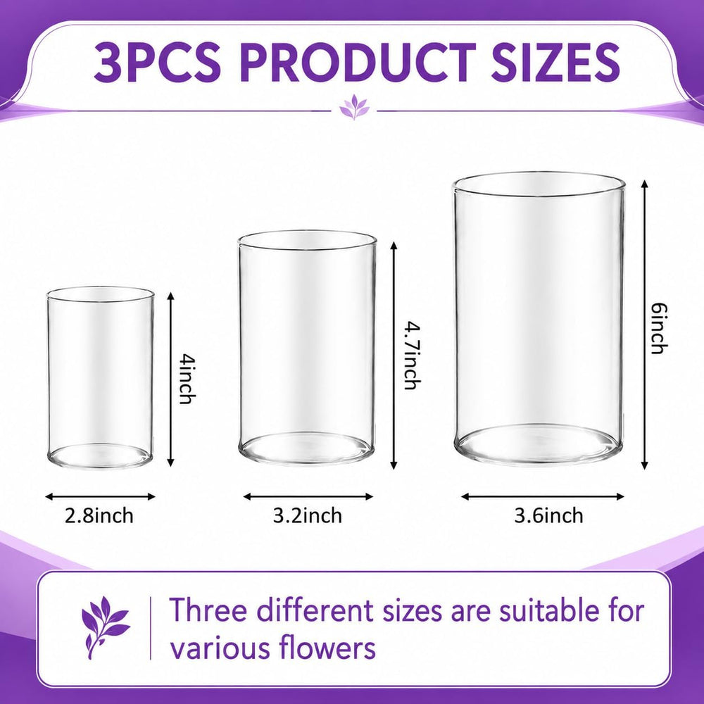 36pcs Glass Vase Cylinder for Centerpieces 4,4.7,6Inch Tall Small Flower Glas...
