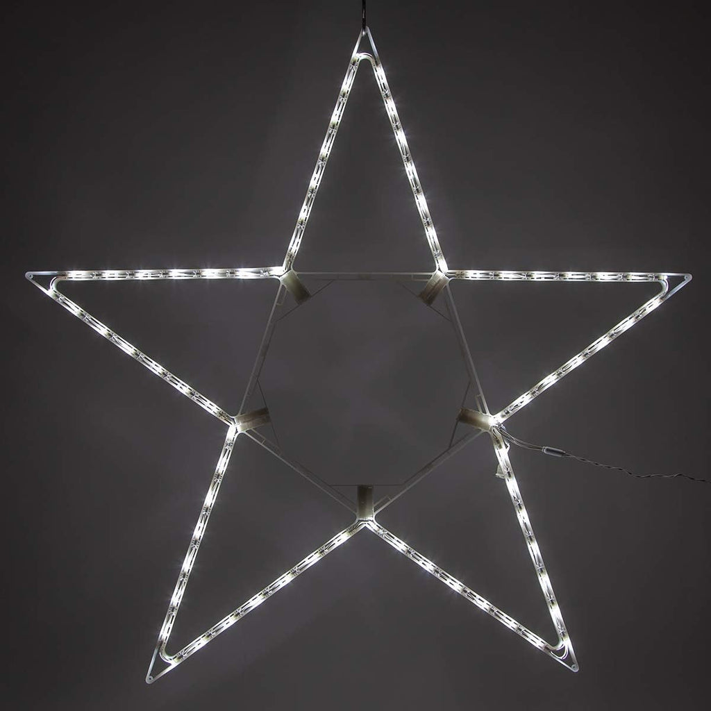 Kringle Traditions 48-inch Lighted Cool White Christmas Star Outdoor Star Light, LED Christmas Star Decoration Folding Outdoor Star Decor