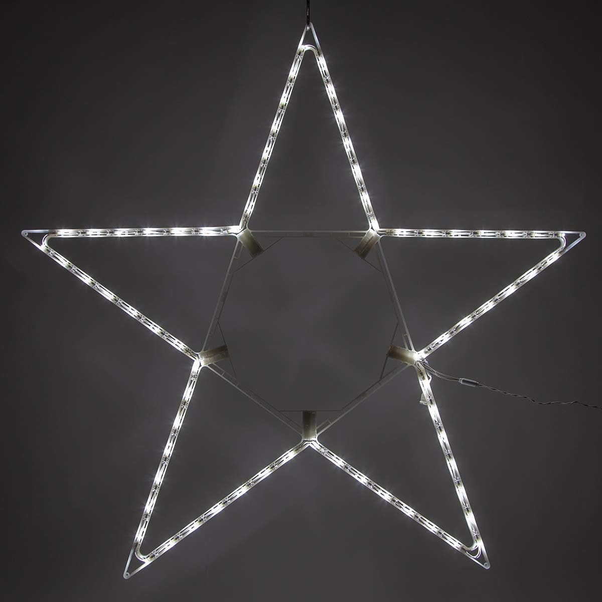 Kringle Traditions 48-inch Lighted Cool White Christmas Star Outdoor Star Light, LED Christmas Star Decoration Folding Outdoor Star Decor