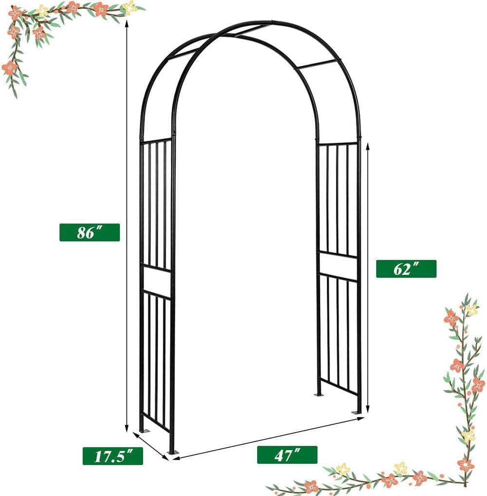 Moccha Garden Arch Arbor Trellis, 7.2Ft Outdoor Steel Arbor with Stakes, Meta...