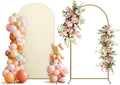 Arch Backdrop Stand and Cover Set, Metal Balloon Arch Backdrop 6ft, Gold Arched Stand Frame for Wedding, Parties,Birthday, Backdrop Decorations (Beige,6ft)