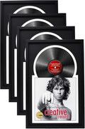 Creative Picture Frames 16" x 24" Jukebox Vinyl Frame Display with Double Black-White Matting, LP Record Album Frame for Wall Decor, Black/White, Pack of 4