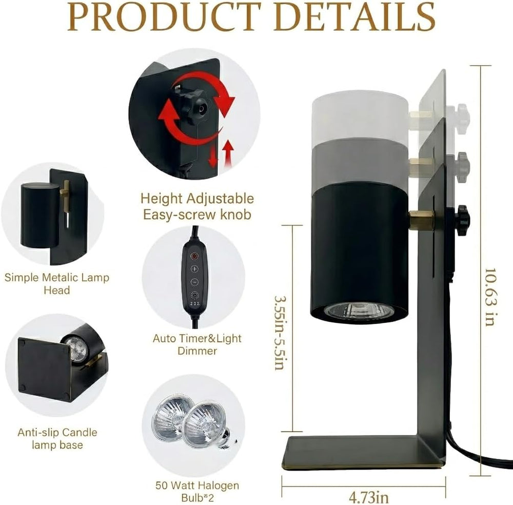 MOAFINA Black Candle Warmer Lamp with Timer,Height Adjustable Dimmable