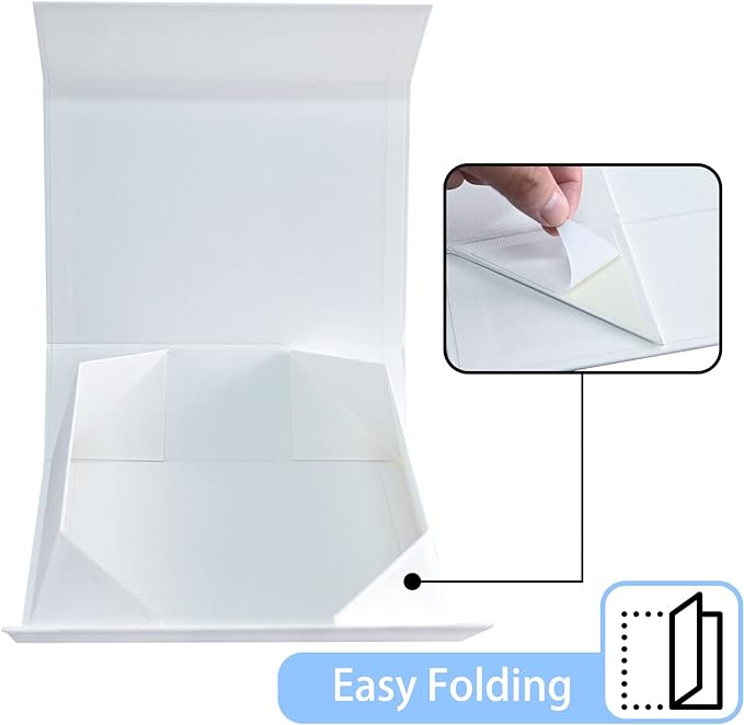 LIFELUM White Gift Boxes 2 Pack 13.85 x 8.35 x 4.45 Large Gift Boxes with Magnetic Lid Wedding Box for Presents Contains Card, Ribbon, Shredded Paper Filler Box for Gift