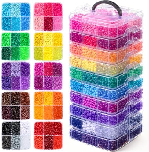 Umikk 10000Pcs Pony Beads Bulk, 60 Colors Kandi Beads for Bracelets