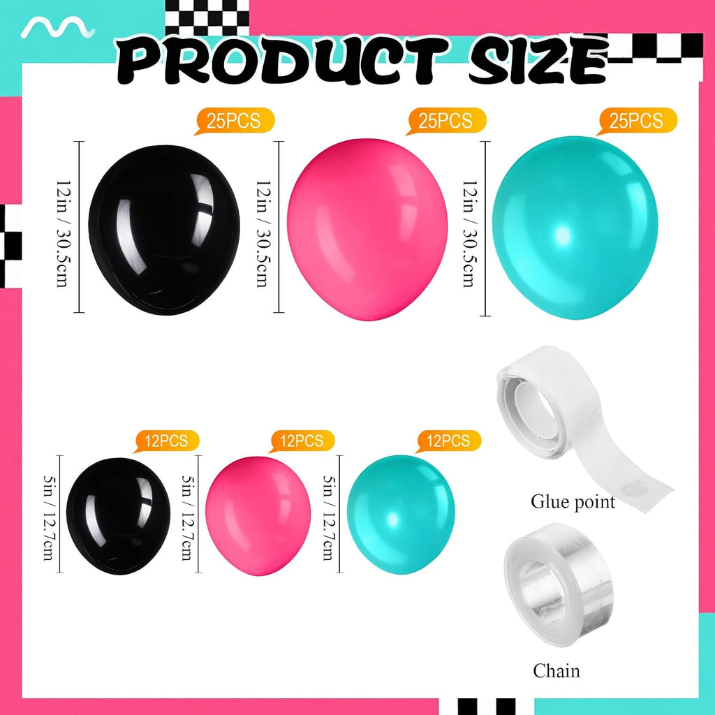 3 Pcs Arch Backdrop Cover 118 Balloons Set, Racing Theme, Pink