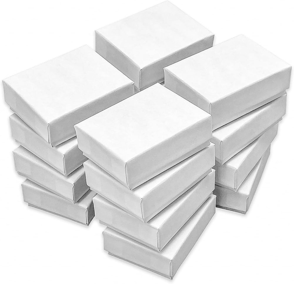 TheDisplayGuys 100 Cardboard Jewelry Gift Boxes with Inserts - Matte White