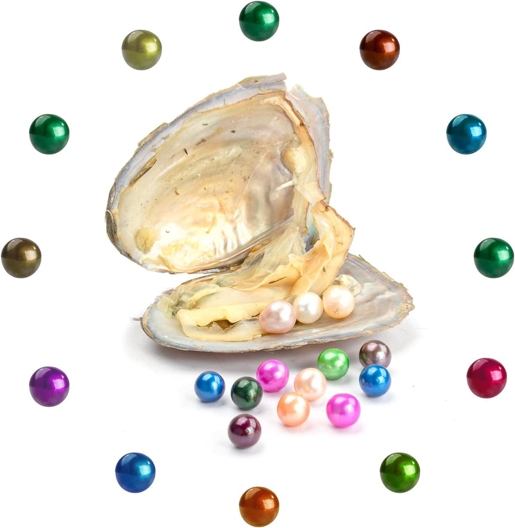 love wish 50pcs freshwater round pearls in oysters shown in use