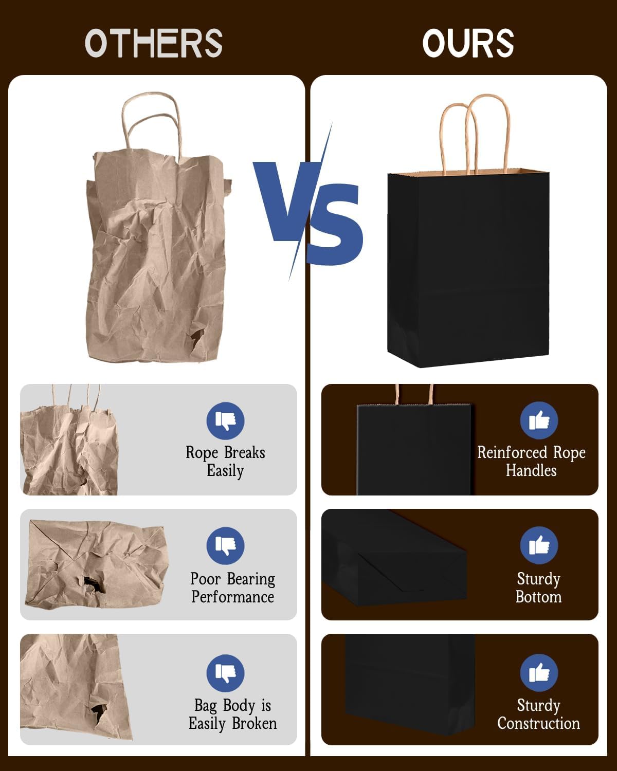 bakepacker 200-pack medium size gift paper bags with on a desk or shelf
