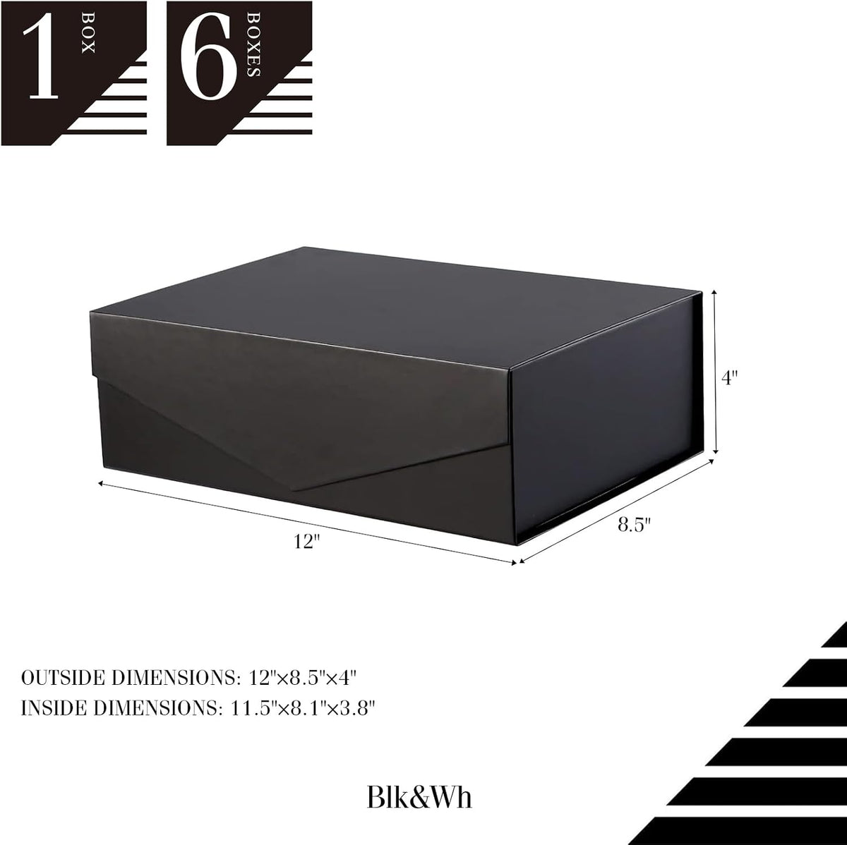 6 magnetic gift boxes with lids 11.5x8.1x3.8 inches, package contents