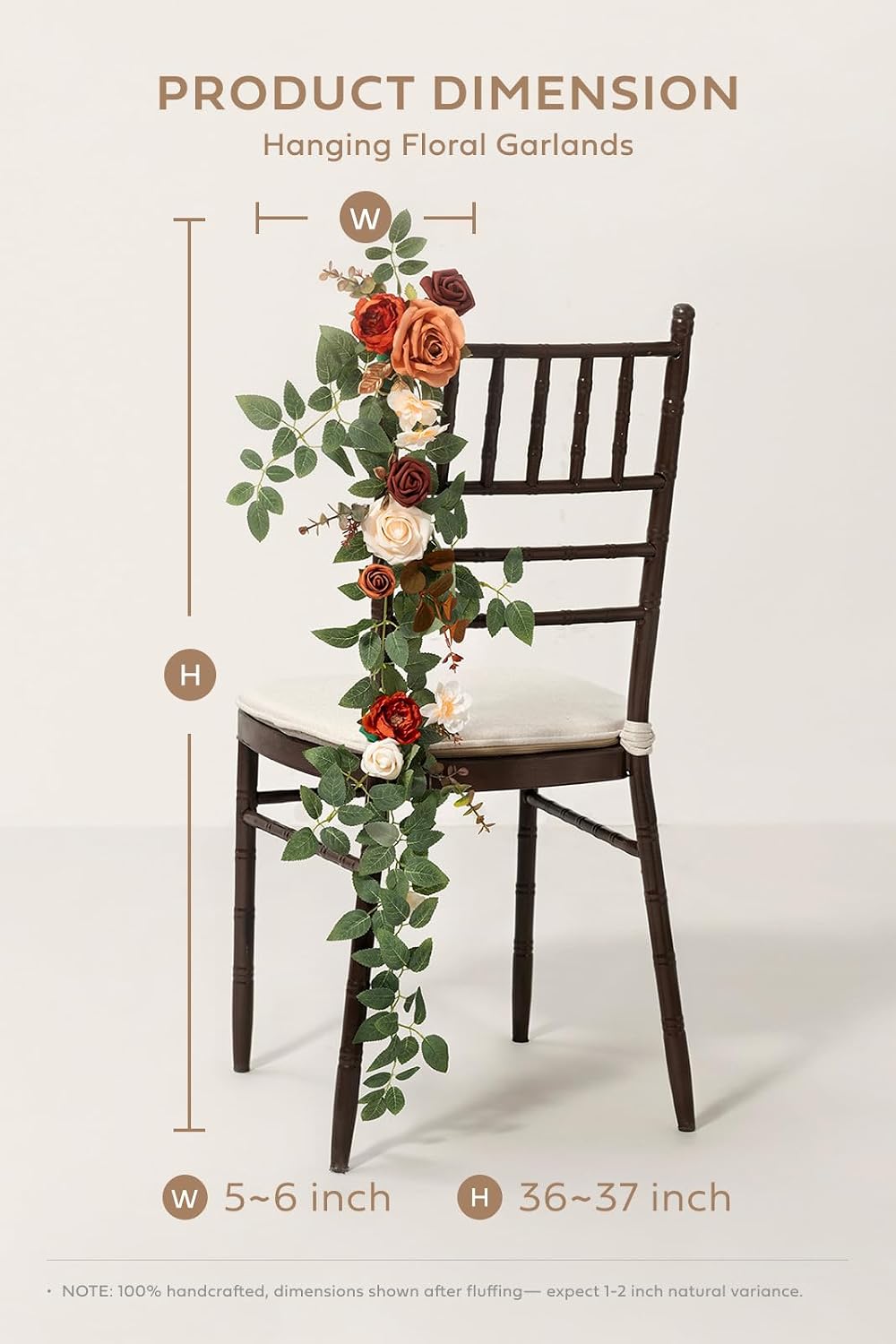 Ling's moment Fall Wedding Chair Decorations Orange Terracotta Aisle Flower