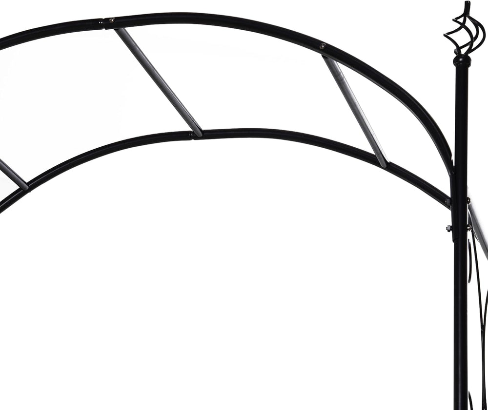 Outsunny 84" Garden Arch Arbor with Gate Metal for Climbing Vines Black