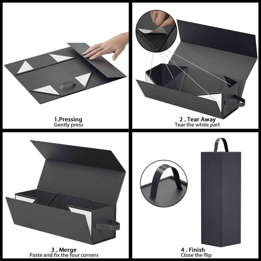 ryddoy 5 pack wine gift box, 12.8x3.8x3.8 in showing dimensions