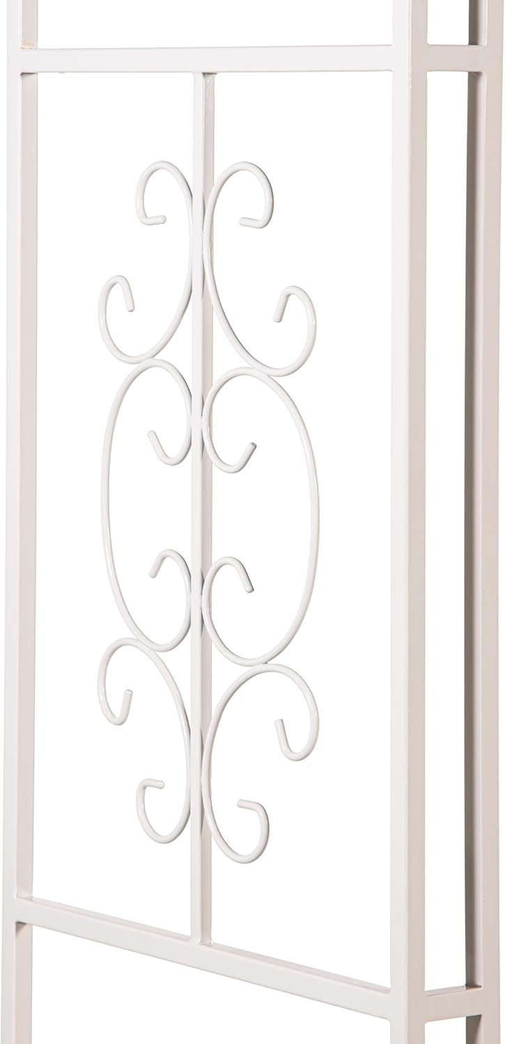 Plow & Hearth Arch Metal Outdoor Garden Arbor Montebello White, 7 Feet Ta...