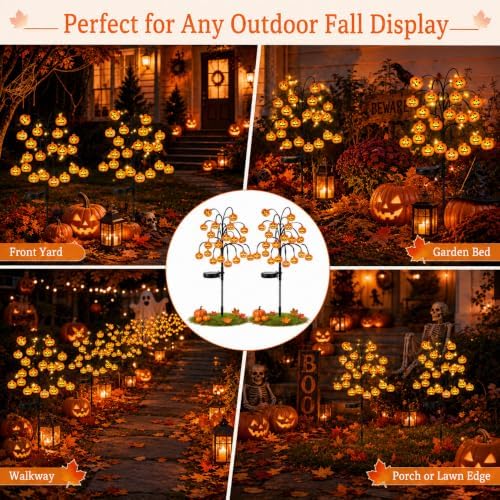 Halloween Pumpkin Lanterns, Solar Lights, Outdoor Pumpkin Tree Stake Lights