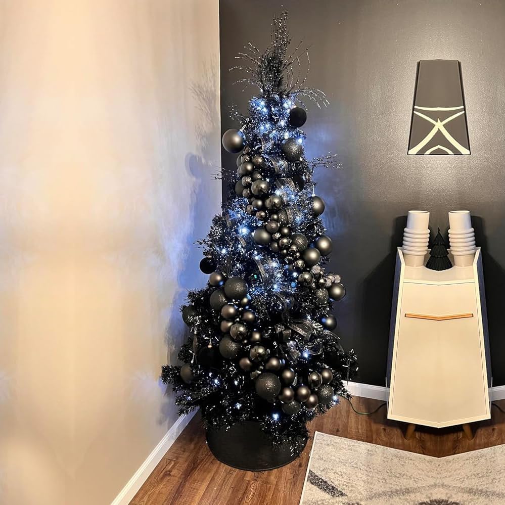 KTKDE 5ft Black Artificial Christmas Tree Halloween Tree Decorations with 560...
