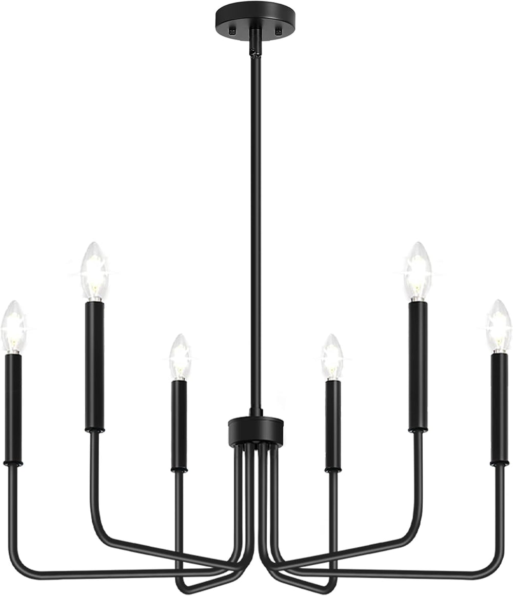Black Chandelier, 6-Light Farmhouse Chandelier for Dining Room Lighting Fixtu...