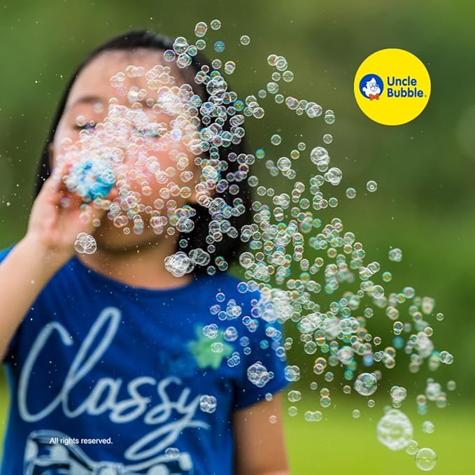 Uncle Bubble Blower for Kids and Toddlers, Set of 2 Mini Bubble Blower Makes Thousands of Bubbles Ease, Plastic Reduction Version