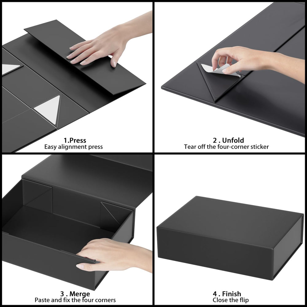 Black Gift Boxes 11.9" x 8.5" x 3.3",Magnetic Closure Gift Box...