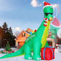 GOOSH 11.8 FT Christmas Inflatables Dinosaur Outdoor Decorations Blow Up Yard Giant Dinosaur with Shakable Head with Built-in LEDs for Party Yard Garden Lawn Decor