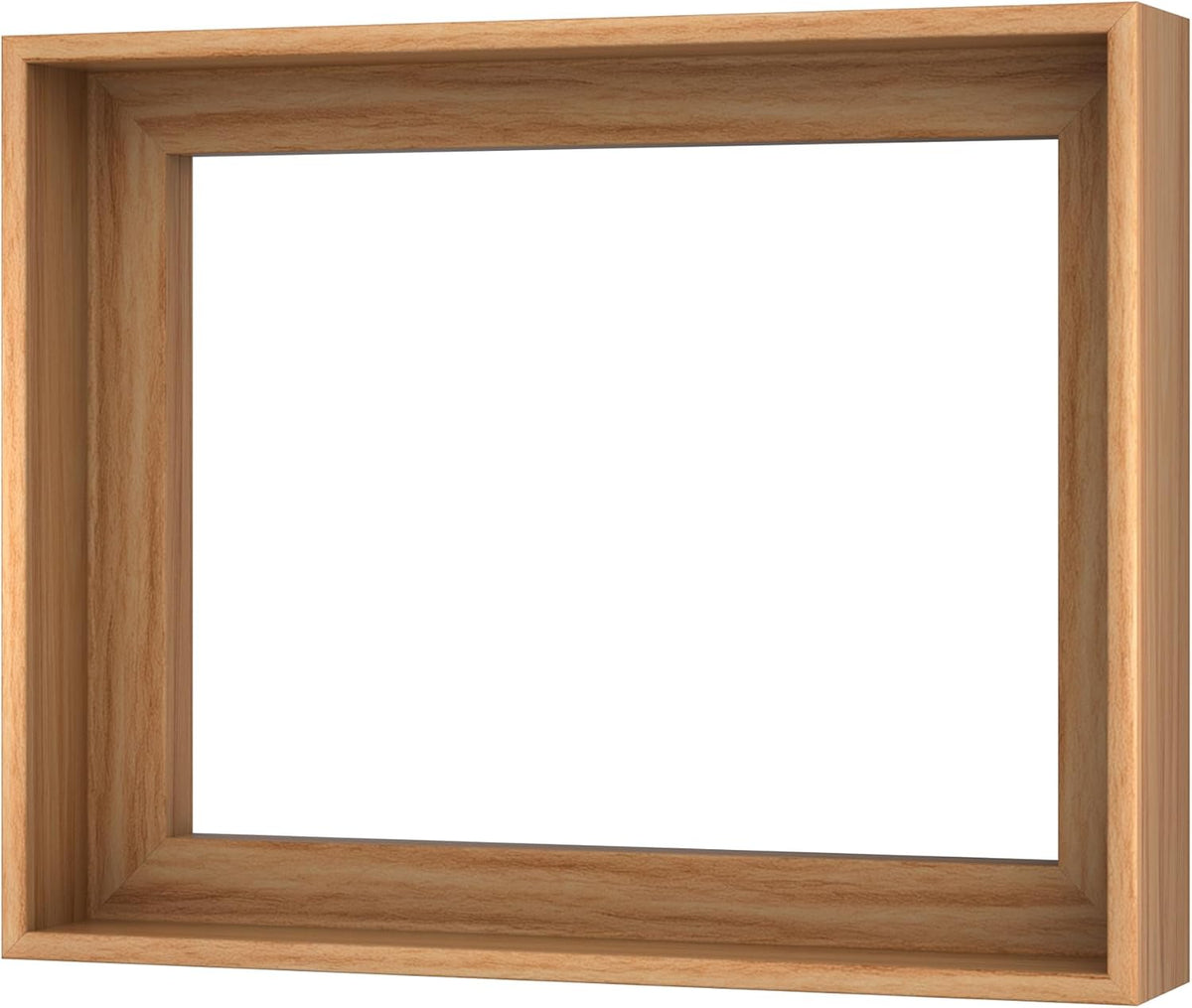 24x30 light brown canvas floater frame for stretched shown in use