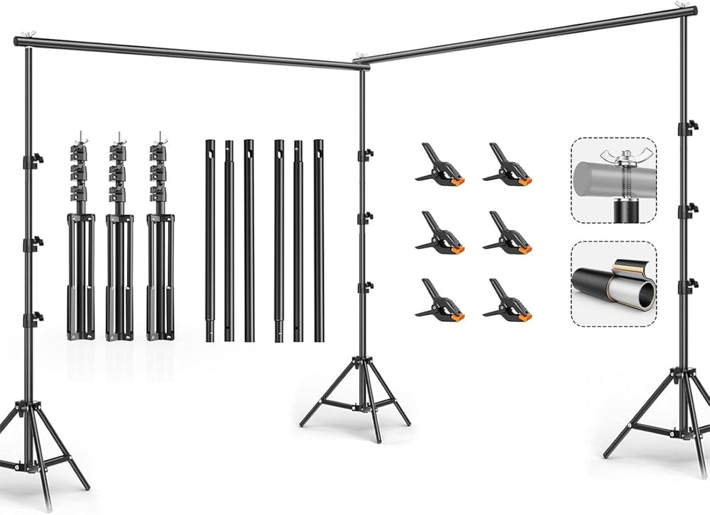 10x20FT Backdrop Support Stand for Photography，Adjustable Width & Length ...