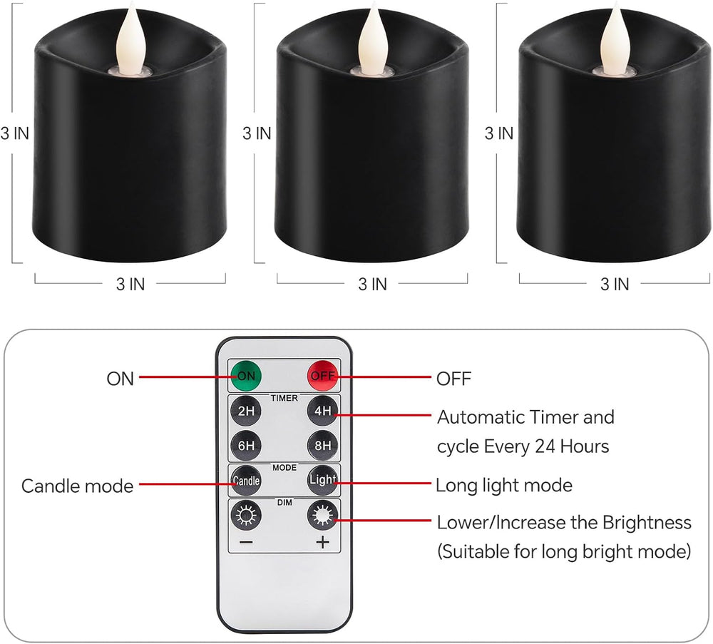 3x3 Halloween Flickering Flameless Candles Set of 3, LED Battery Candles Flic...