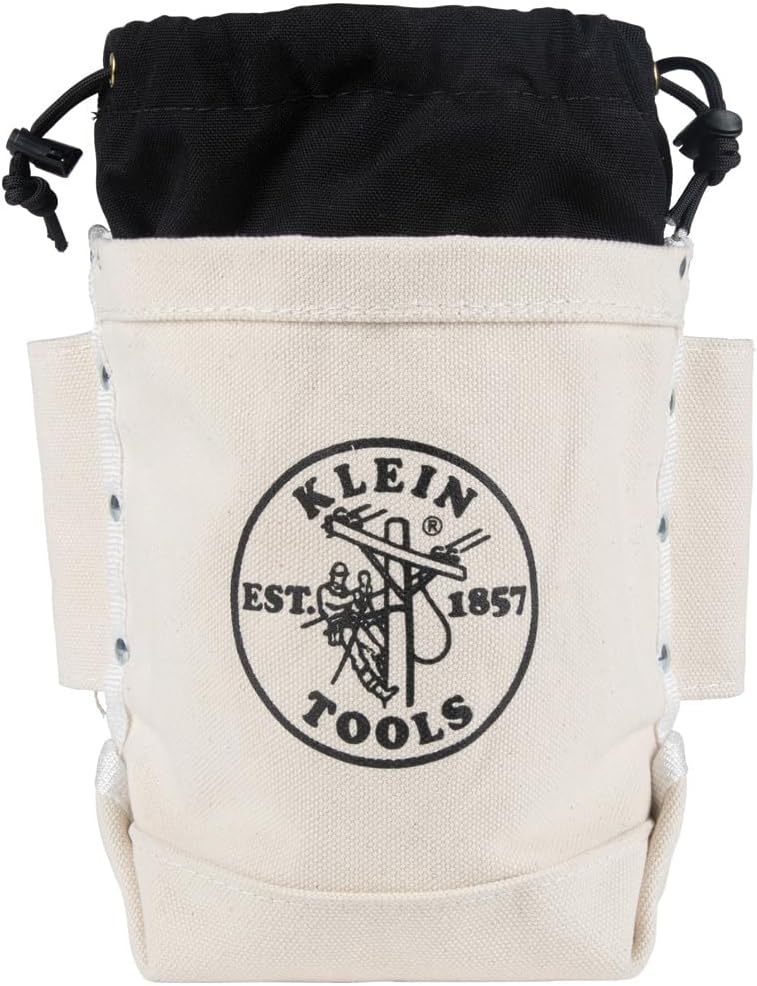 Klein Tools 5416TCP Canvas Tool Bag, Top Closing, 3-Pocket, 9 x 5 x 12-Inch
