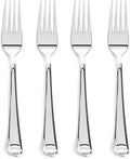 Prestee 300 Plastic Forks Heavy-Duty, Heavyweight Silverware Forks, Fancy Plastic Cutlery, Elegant Disposable Fork Pack, Bulk Disposable Flatware, Silver Fork for Christmas Holiday (Silver) (300 Count)