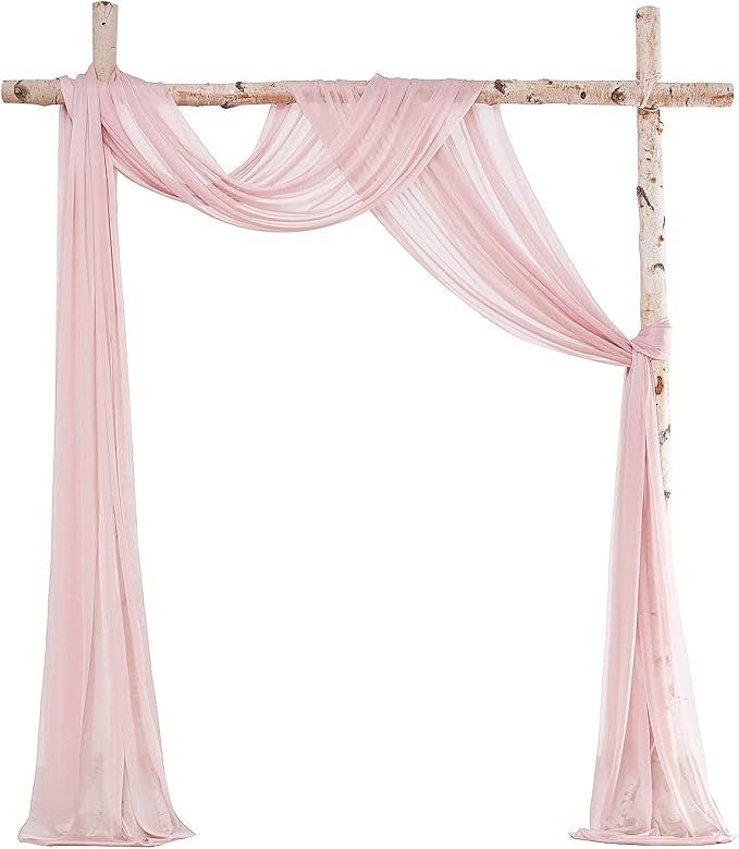 Floroom Wedding Arch Draping Fabric 2 Panels 20Ft Dusty Rose Chiffon Fabric Drapes Arbor Drapery Wedding Ceremony Reception Swag Decorations