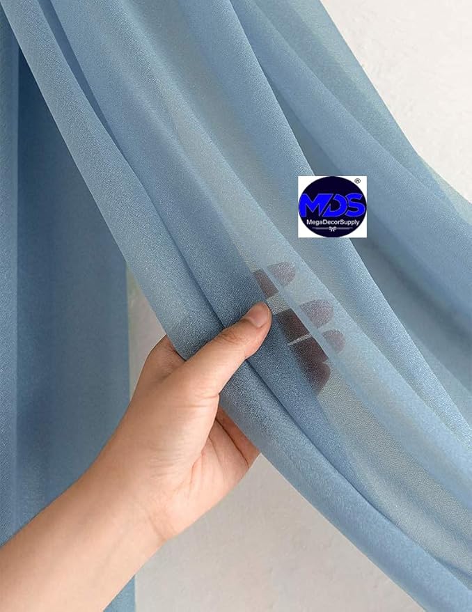MDS Halloween Chiffon Draping Fabric - 2 Panel, 30" Wide x 30ft Long - Sheer Spooky Arbor & Canopy Drapery for Haunted House Backdrops, Party Ceilings, DIY Costumes & Themed Events - Dusty Blue (Pack of 2)