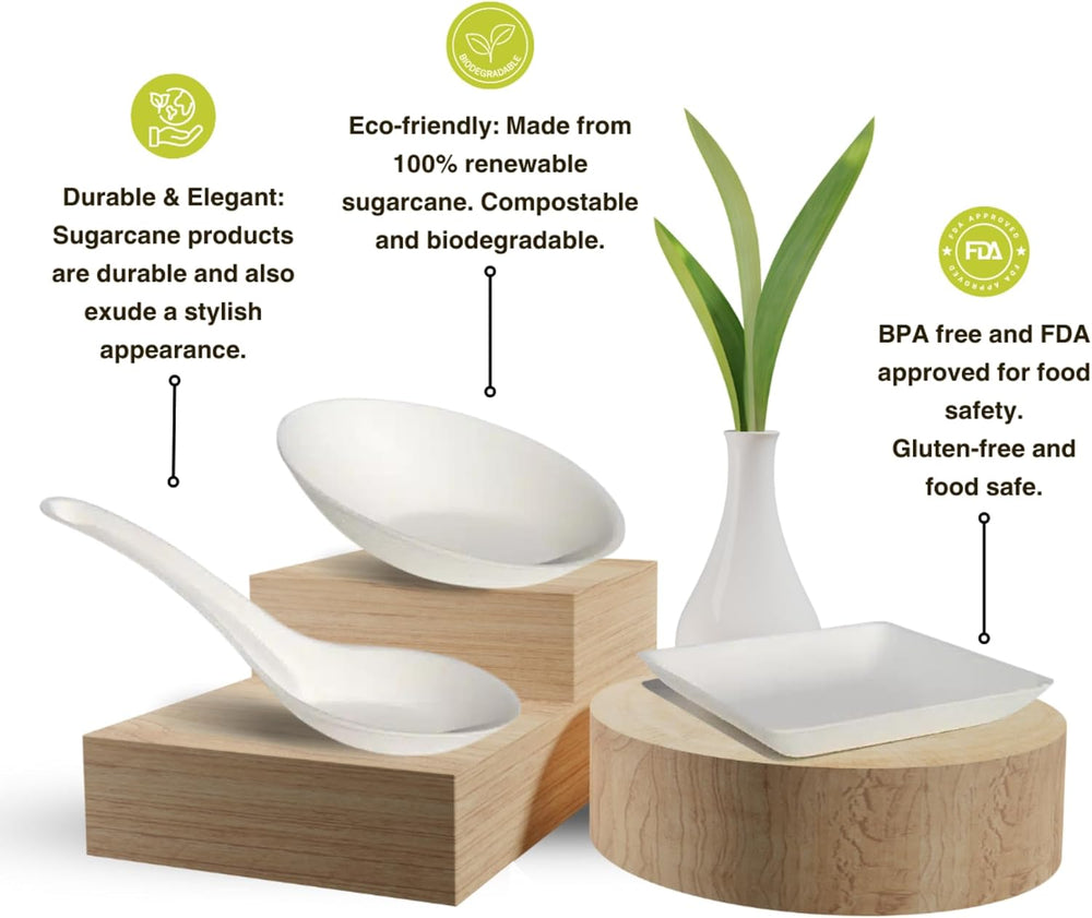 50ct Small 5.9'' Square White Sugarcane Mini Appetizer Plates | CMJJ