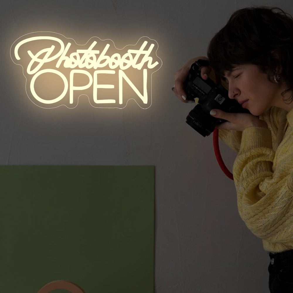 PhotoBooth Neon Sign for Wall Decor Dimmable Photobooth Neon light with USB O...