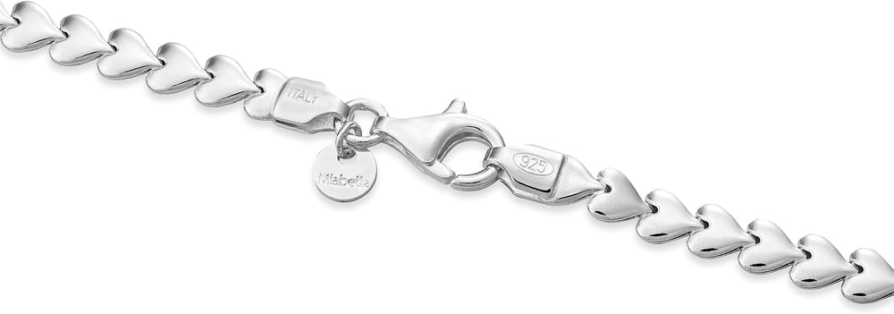Miabella 925 Sterling Silver Italian Heart Link Tennis Bracelet for Women