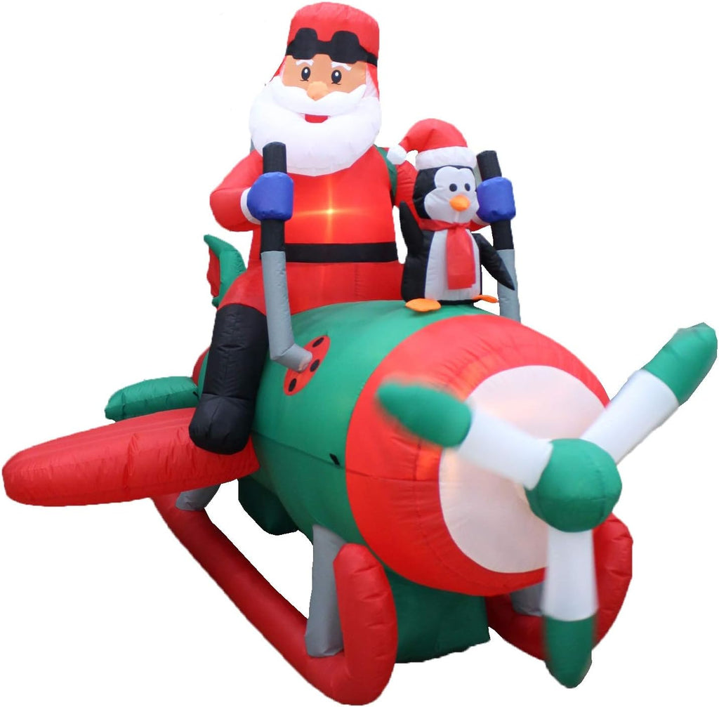 8 ft long christmas inflatable santa claus with, side view