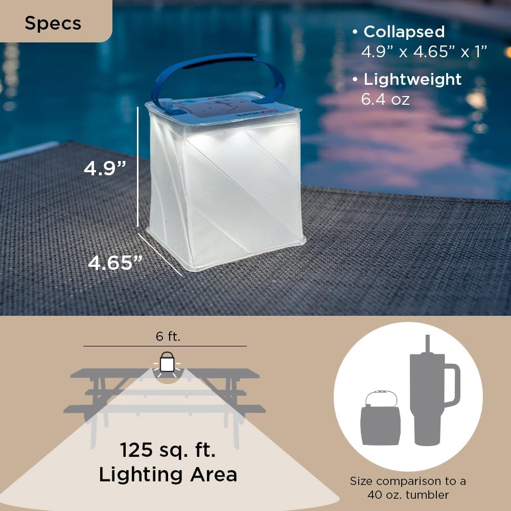 LuminAID Nova Colors Inflatable Solar LED Camping Lantern, 8 Color Modes