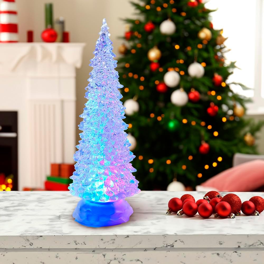 kurt adler 12-1/4-inch battery-operated led light tree tablepiece, close-up detail