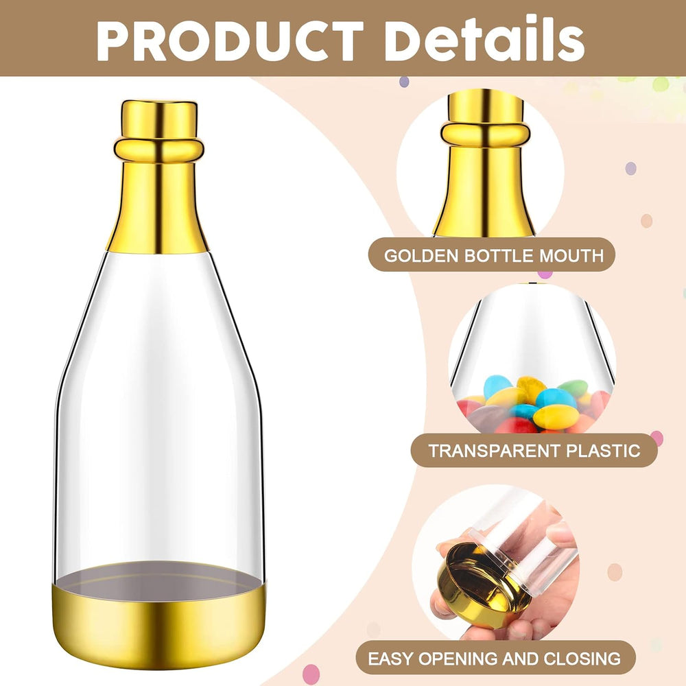 Gerrii 50 Pcs Mini Plastic Champagne Bottles Metallic Candy Container