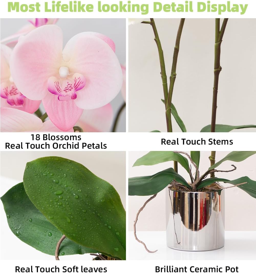 CXGS Artificial Orchid Flower Plant 19.7'' Real Touch Faux Orchids in...