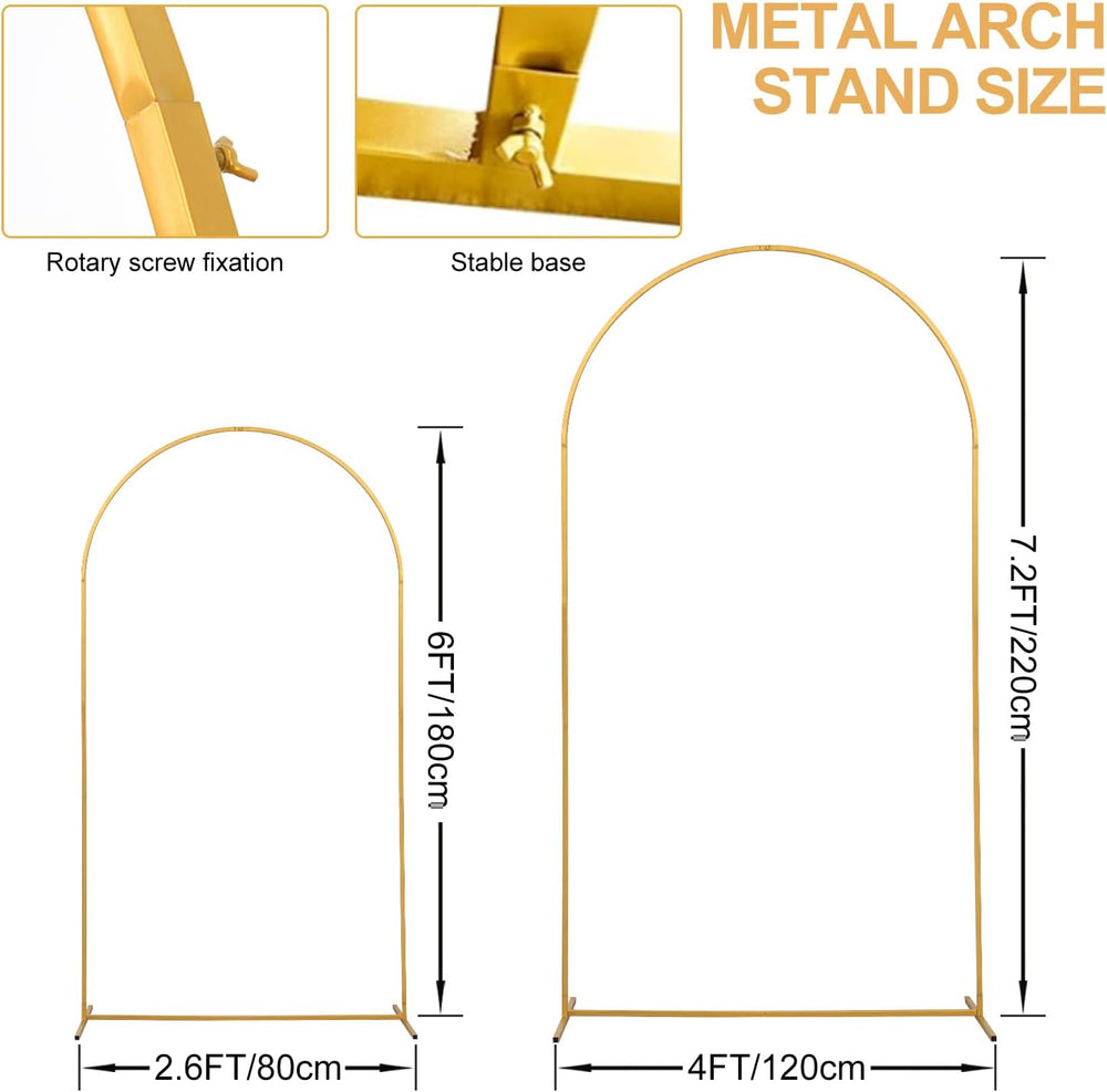 Wedding Arch Backdrop Stand Set of 2 With White Cover (7.2FT+6FT)