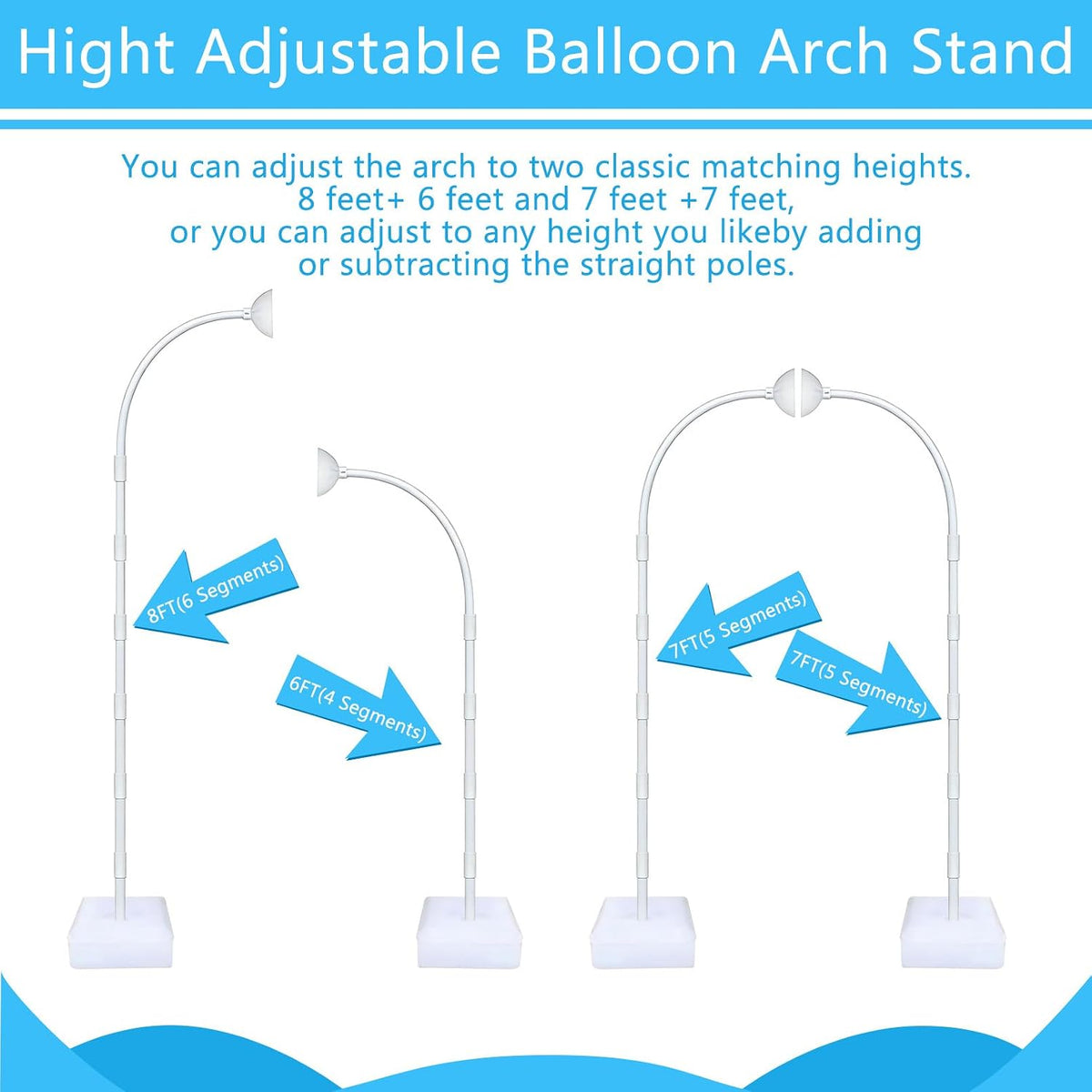 Balloon Arch Stand Kit for Party Backdrop Decoration 8.2FT & 6FT